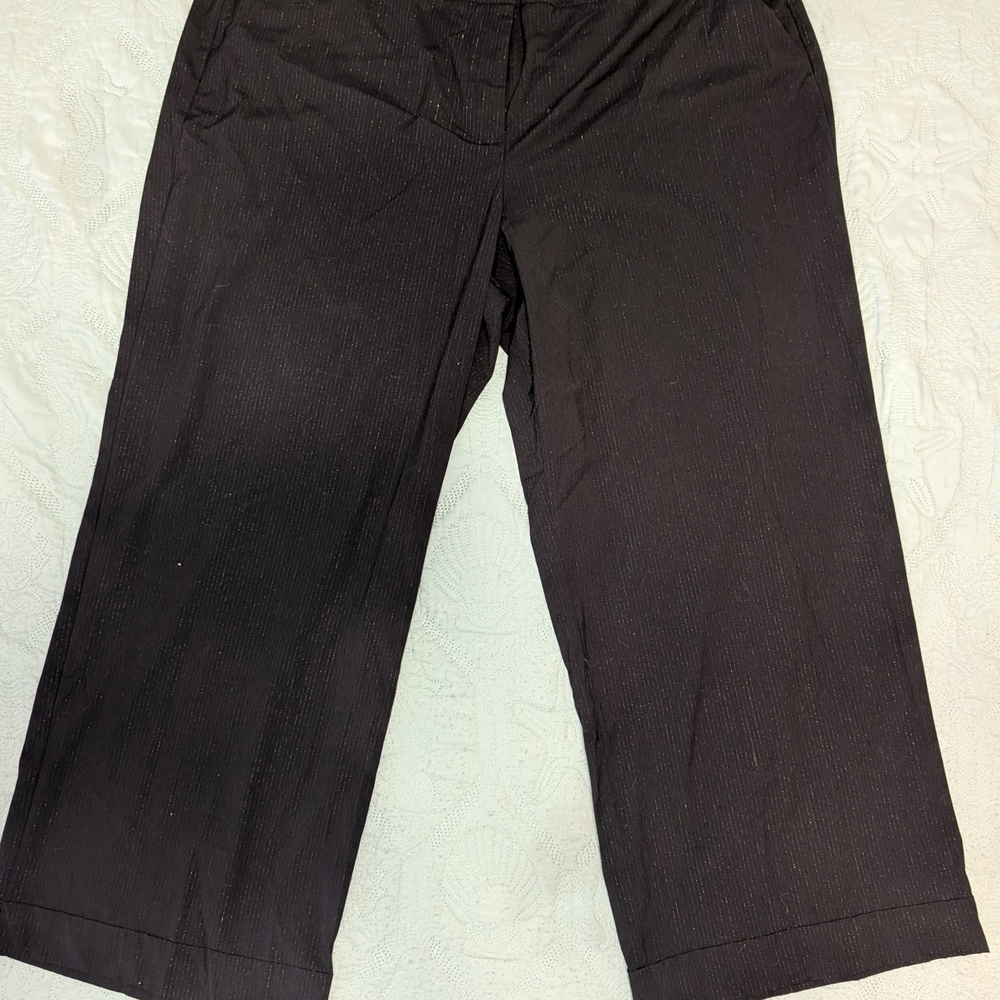 Lane Bryant Black Trousers with Pinstripes